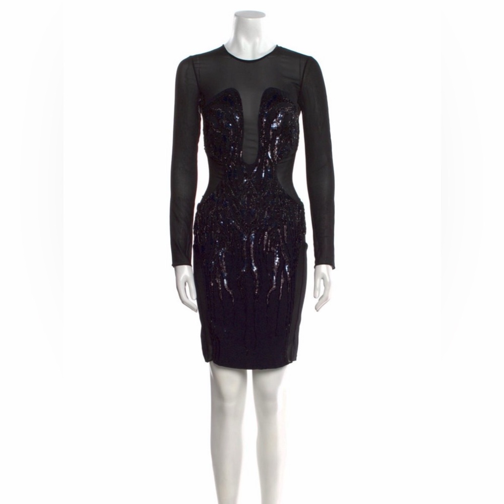 Roberto Cavalli Sheer Elegant Black Sequin Dress XS Rare *read description